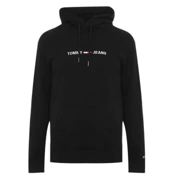 Image of Tommy Jeans Straight Logo Hoodie - Black BDS