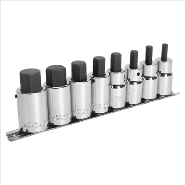 Image of Genuine SEALEY AK62258 Hex Socket Bit Set 8pc 1/2Sq Drive Metric