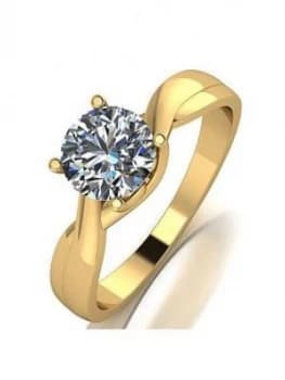 Image of Moissanite 9ct Yellow Gold 1ct Equivalent Solitaire Ring, Gold Size M Women
