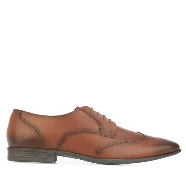 Image of Lambretta Blair Leather Wing Tip Shoes - Brown Brown 6