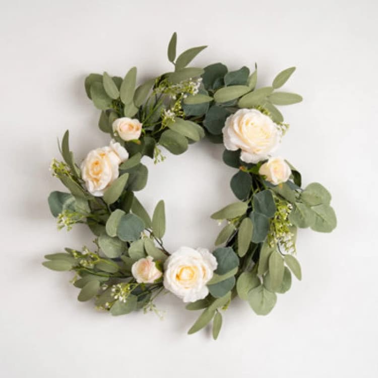 Image of Scottish Everlastings Ltd. Scottish Everlastings 40Cm Artificial Eucalyptus And Rose Wreath