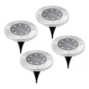 Image of Pack of 4 Bright White Stainless Steel Solar Ground Lights
