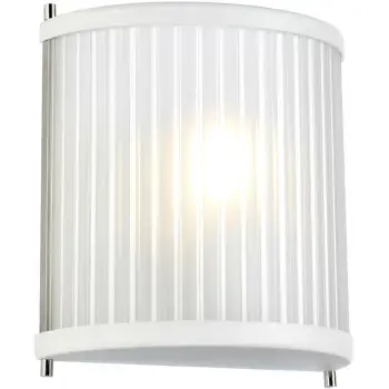 Image of Corona Flush 1 Light Wall Light, White Polished Nickel, Frosted Glass - Elstead