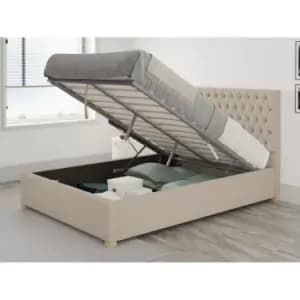 Image of Monroe Ottoman Upholstered Bed, Saxon Twill, Natural - Ottoman Bed Size Single (90x190)