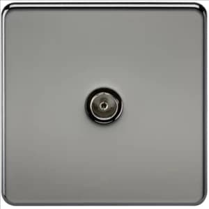 Image of KnightsBridge Coaxial TV Outlet 1G Screwless Black Nickel Un-Isolated Wall Plate
