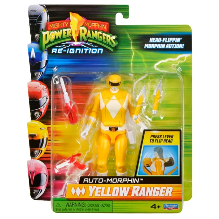 Image of Power Rangers Mighty Morphin Auto-Morphin Yellow Ranger Action Figure