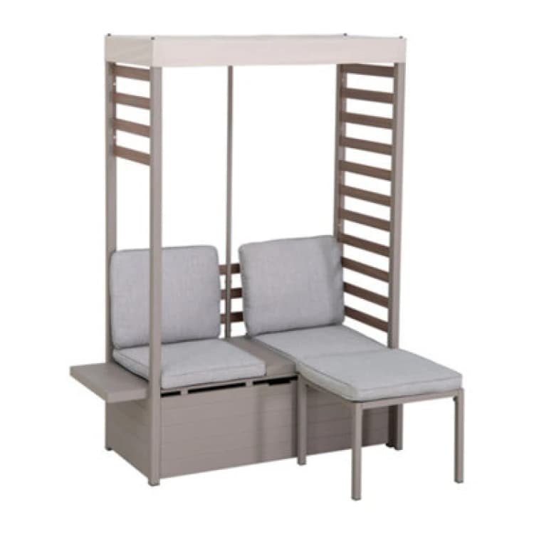 Image of Sunjoy Outdoor 2-Seater Sofa With Footstool Patio Loveseat With Storage And Uv Resistant Canopy