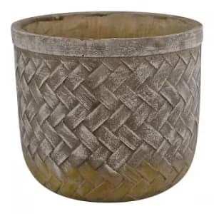 Image of Weave Effect Cement Pot, Large, 23cm diameter