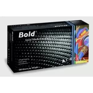 Image of Bold Nitrile Powder Free Disposable Examination Gloves (Pack Of 100) (L) (Black) - Black - Aurelia