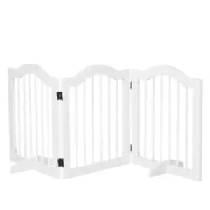 Image of Pawhut Freestanding 3 Pannel Pet Safety Gate w/ Support Feet - White