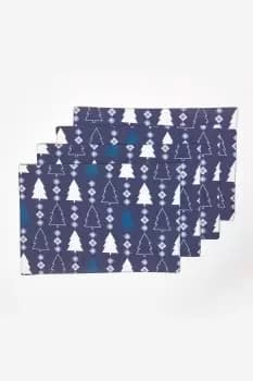 Image of Blue Winterland Christmas Placemats, Set of 4