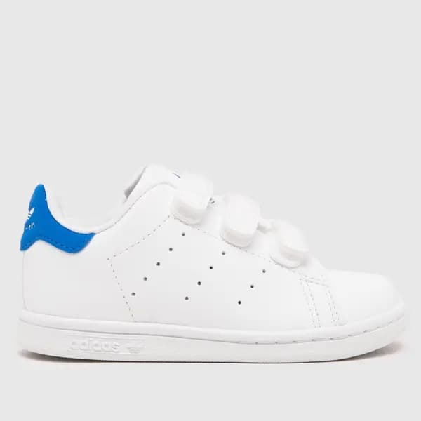 Image of adidas white & blue stan smith v Boys Toddler trainers White & Blue UK 3 (EU 19)