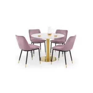 Image of Palermo Round Dining Set with 4 Delaunay Chairs Pink
