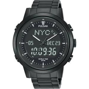 Image of Pulsar PZ4061X1 Mens Black Sports World Timer 100M Watch