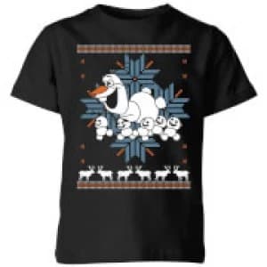 Image of Disney Frozen Olaf and Snowmen Kids Christmas T-Shirt - Black - 7-8 Years