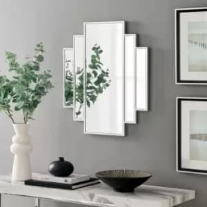 Image of Deco Small 1920s Inspired Silver Framed Wall Mirror