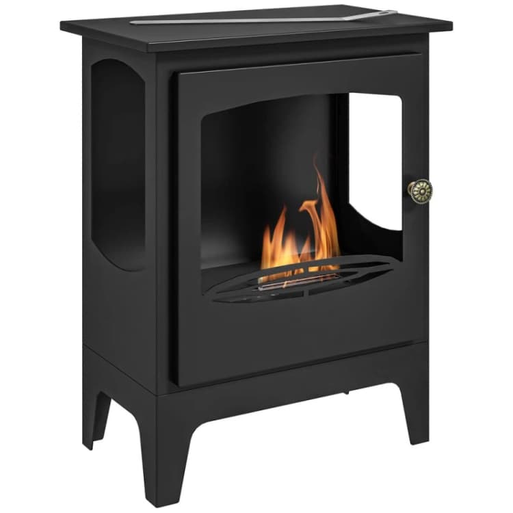 Image of HOMCOM Freestanding Ethanol Fireplace, with Stainless Steel Flame Snuffer, 1.2L Tank, 3 Hours Burning Time for Indoor