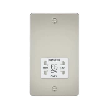 Image of Flat Plate 115/230V dual voltage shaver socket - pearl with white insert - Knightsbridge