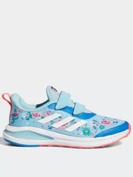 Image of adidas X Disney Snow White Fortarun Shoes, Blue/White/Red, Size 10 Younger, Women