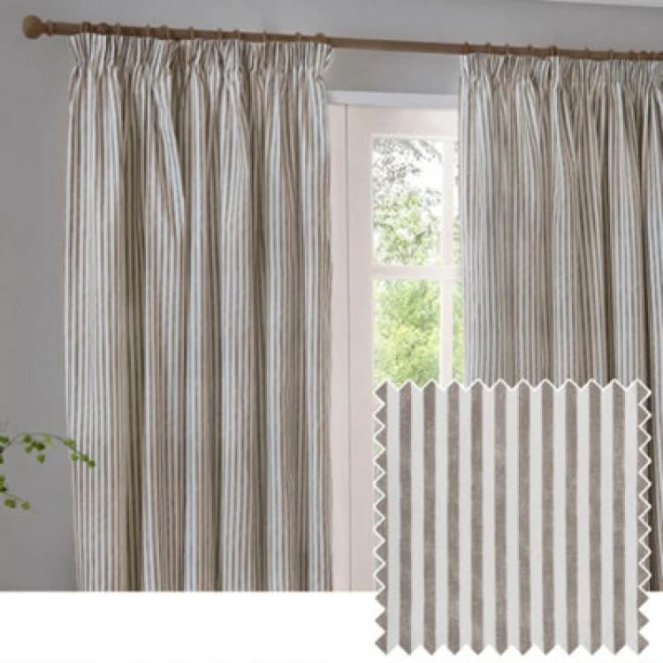 Image of Yard Hebden Striped Cotton Pencil Pleat Curtains, Honey Yellow, (W) 229 X (D) 229Cm