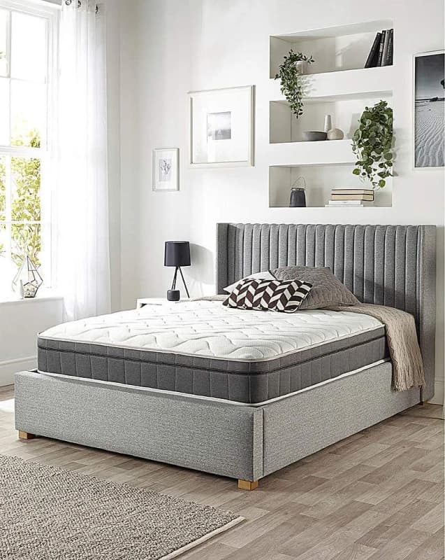 Image of Aspire Furniture Ottoman Bed King Size Black Linen & Double Comfort Eco Mattress OTTBLK50ECOFF