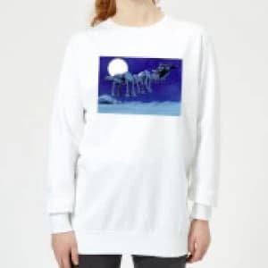 Image of Star Wars AT-AT Darth Vader Sleigh Womens Christmas Sweatshirt - White - XXL