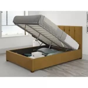 Image of Hepburn Ottoman Upholstered Bed, Plush Velvet, Ochre - Ottoman Bed Size Double (135x190)