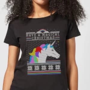 Image of Have a magical Christmas Fair isle Womens T-Shirt - Black - 3XL - Black