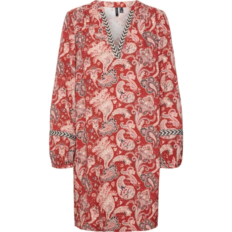 Image of Vero Moda Long Sleeve Swing Dress - Red Red 8