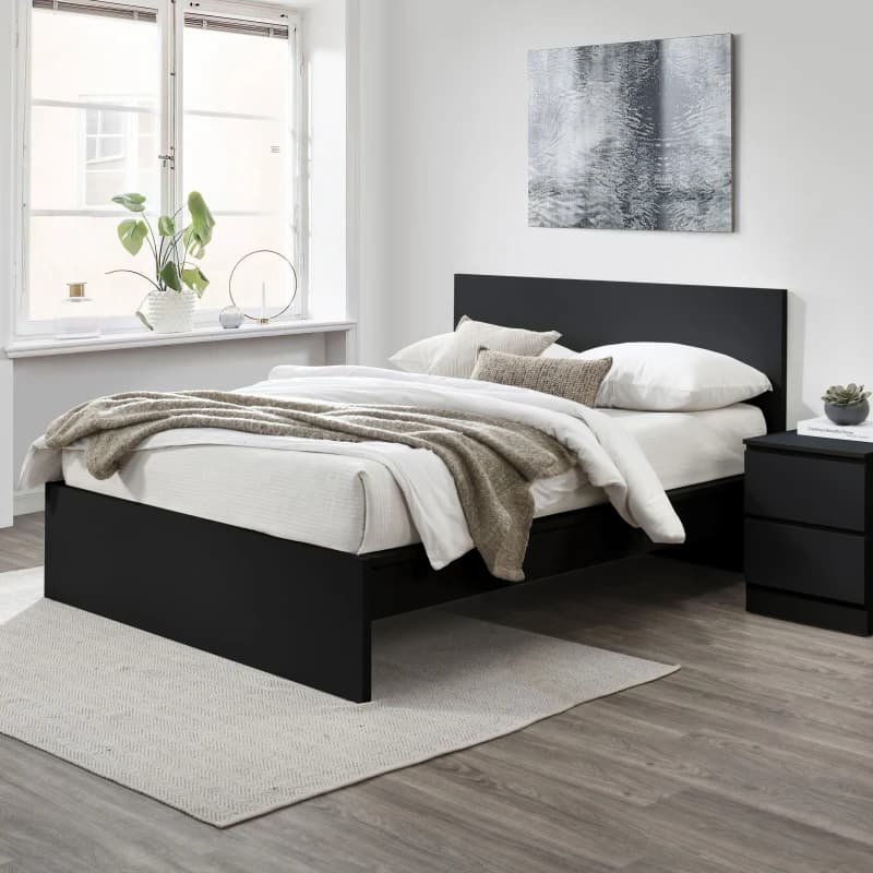 Image of Birlea Oslo 4ft6 Double Black Wooden Bed Frame