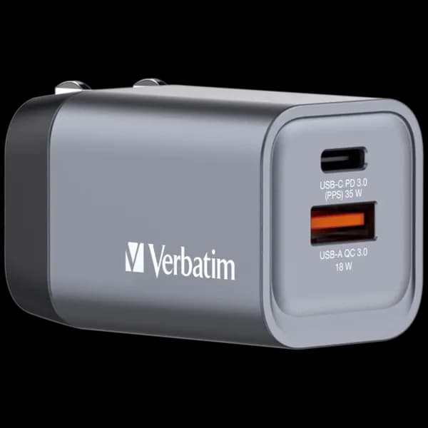 Image of Verbatim Verbatim GNC-35 GaN Charger 35W with 1 x USB-C PD 35W / 1 x USB-A QC 3.0 (EU/UK/US) 32200
