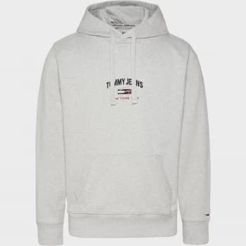 Image of Tommy Jeans Mens Timeless Logo Hoodie - Silver Grey HTR - L