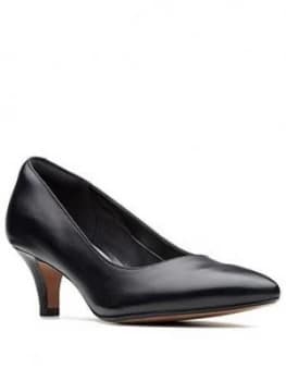 Image of Clarks Linvale Jerica Wide Fit Mid Heel Court Shoes - Black, Size 8, Women