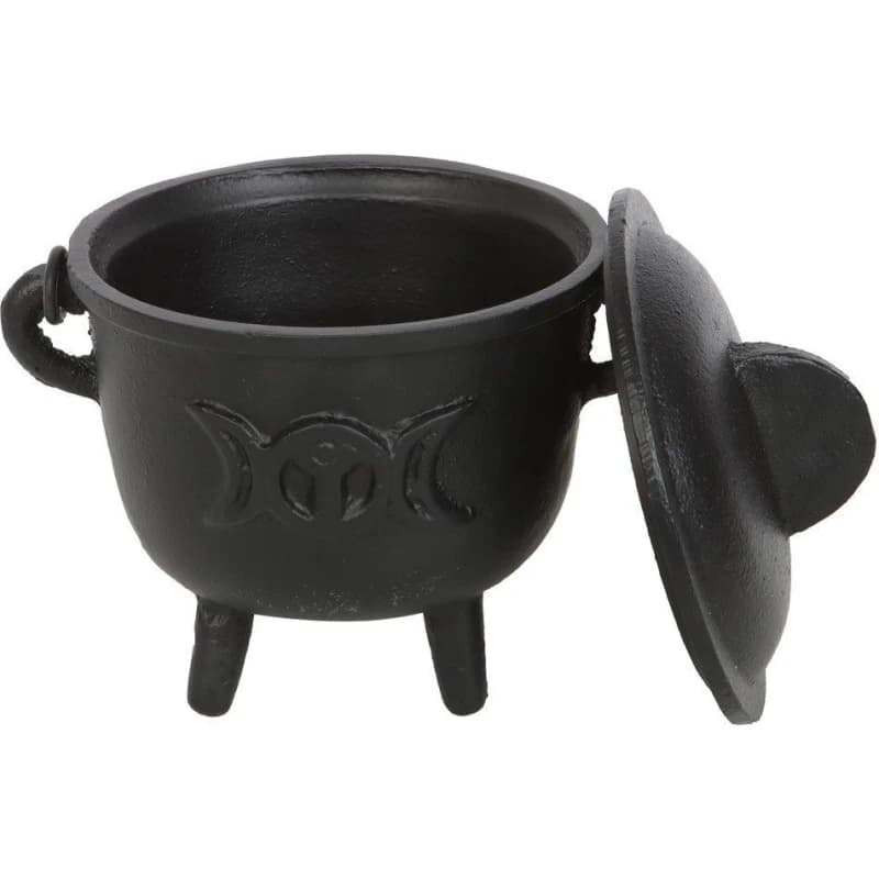 Image of KDMD 11cm Cast Iron Cauldron with Triple Moon Black