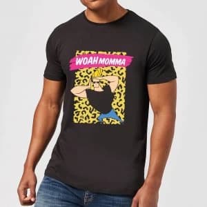 Image of Johnny Bravo Woah Momma Mens T-Shirt - Black - 3XL - Black