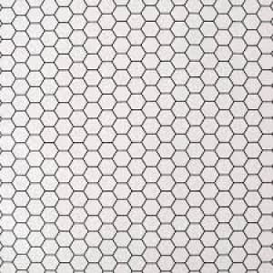 Image of Contour Antibac Hexagon Lattice White Wallpaper Paper