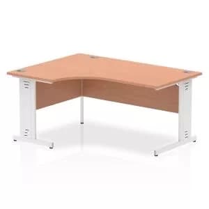 Image of Impulse 1600 Left Hand White Crescent Cable Managed Leg Desk Oak