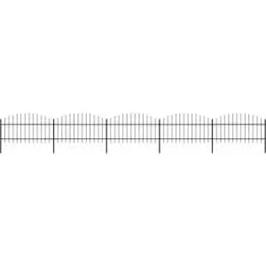 Image of Garden Fence with Spear Top Steel (1-1.25)x8.5 m Black vidaXL - Black
