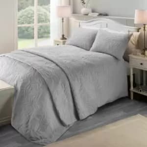Image of Luana Duvet Cover and Pillowcase Set Silver Silver