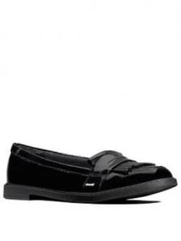 Image of Clarks Youth Scala Bright Loafers - Black Patent, Size 6.5 Older