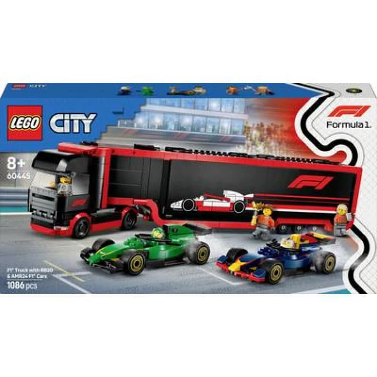 Image of LEGO City F1 Truck with RB20 & AMR24 F1 Cars Toy Race Vehicle Transporter Playset 60445 Toys