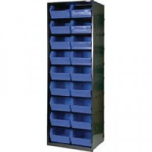 Image of Slingsby Metal Bin Cupboard With 18 Polypropylene Bins Dark Grey Black 371832