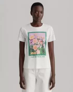 Image of GANT Women Dahlia Print T-Shirt (M) White