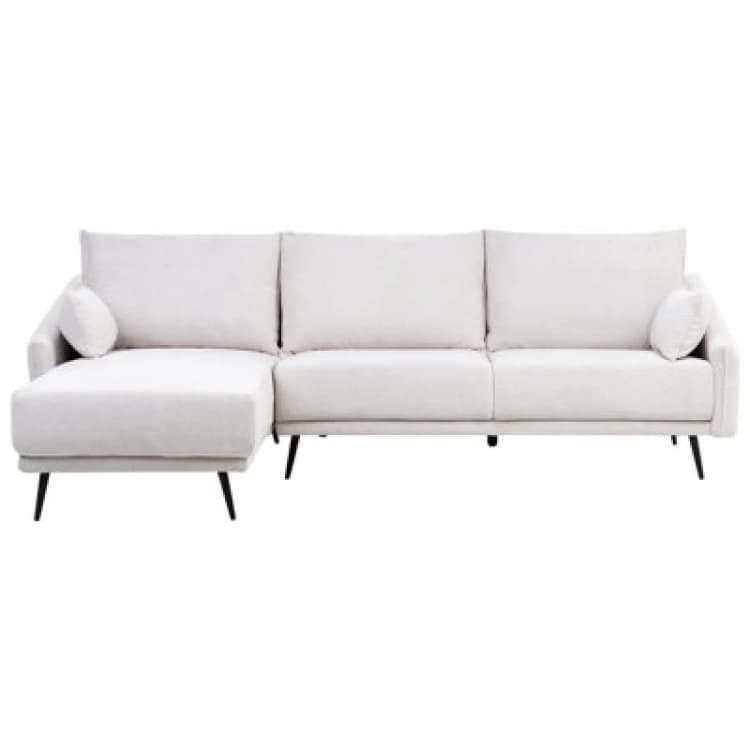 Image of Beliani Corner Sofa 3 Seater Varde Fabric Off-White Right Hand