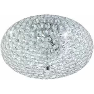 Image of Loops - Flush Ceiling Light Colour Chrome Plated Shade Clear Crystal Bulb E27 2x60W