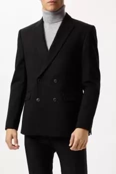 Image of Mens Slim Fit Black Double Breasted Jacket