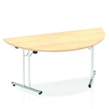 Image of Sonix Semi-circular Chrome Leg Folding Meeting Table 1600x800mm Maple