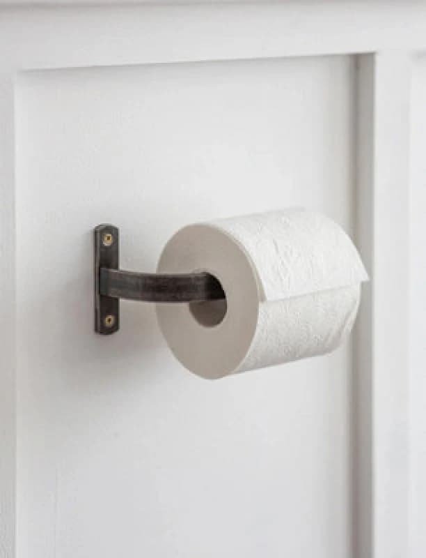 Image of Garden Trading Farringdon Bathroom Toilet Roll Holder Wall Mounted Metal Grey Steel Industrial