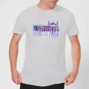 Image of Jurassic Park I Survived Jurassic Park Mens T-Shirt - Grey - L