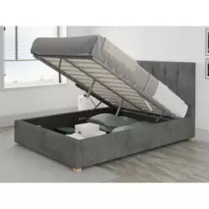 Image of Hepburn Ottoman Upholstered Bed, Kimiyo Linen, Granite - Ottoman Bed Size King (150x200)